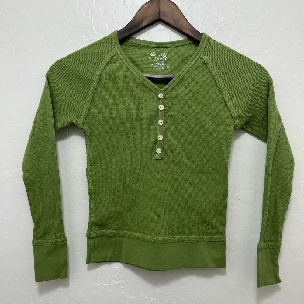 Y2K Old Navy Green Baby Doll Top Girls Size M Womens XS - Picture 1 of 10